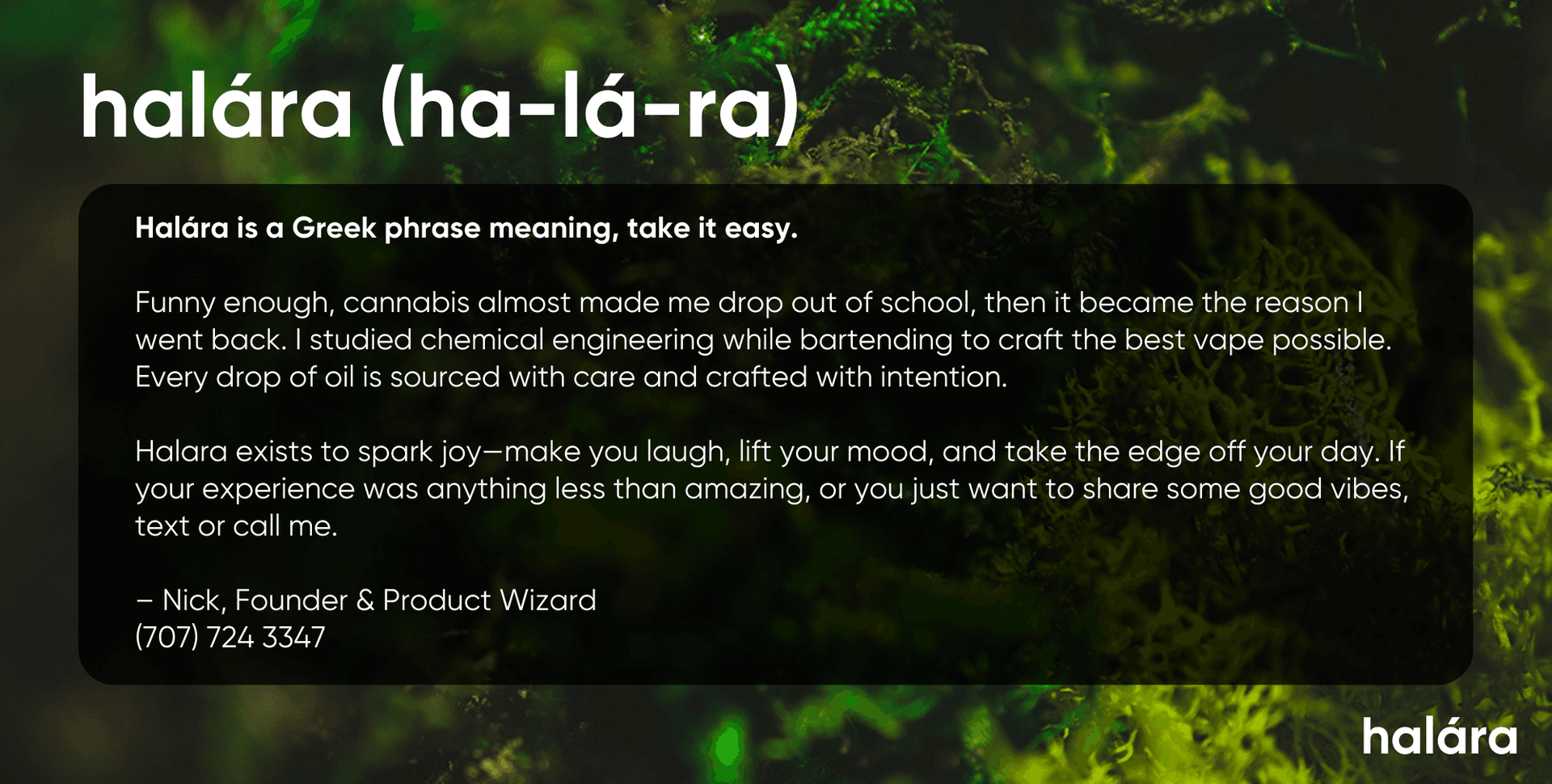 Nick Volkenant, Founder & Product Wizard, with Halara cannabis packaging